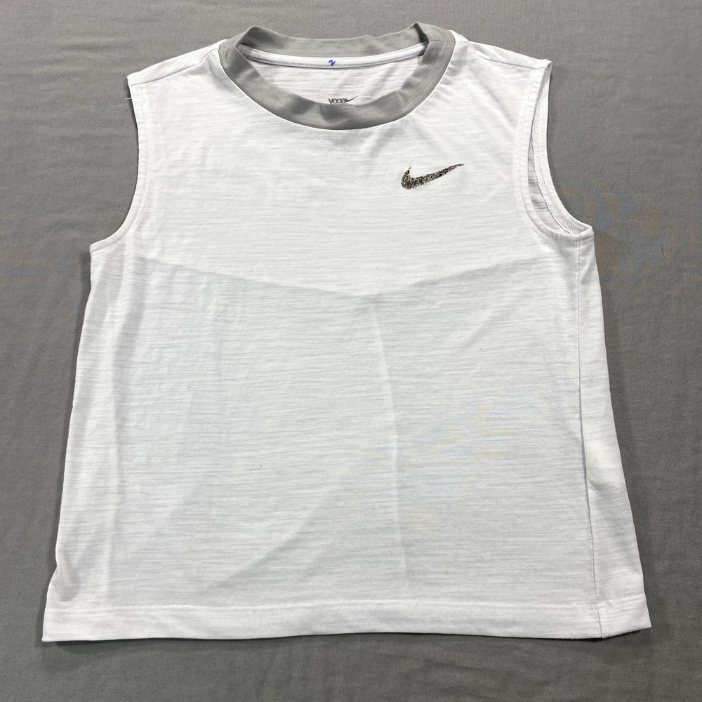 Nike Yoga Girls Tank Top Shirt Youth Medium White‎ Dri-Fit Lightweight Girls